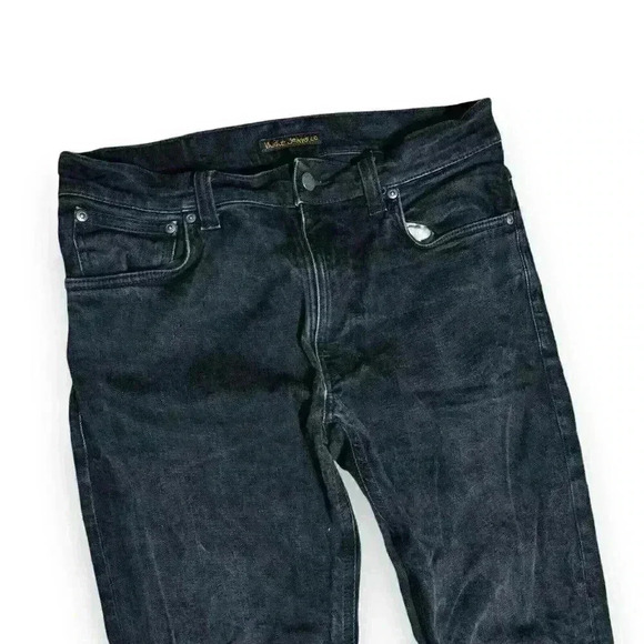 NUDIE JEANS CO Men’s Straight Slim Fit Jeans Organic Black W33 L34 Dean Stretch - Picture 7 of 12